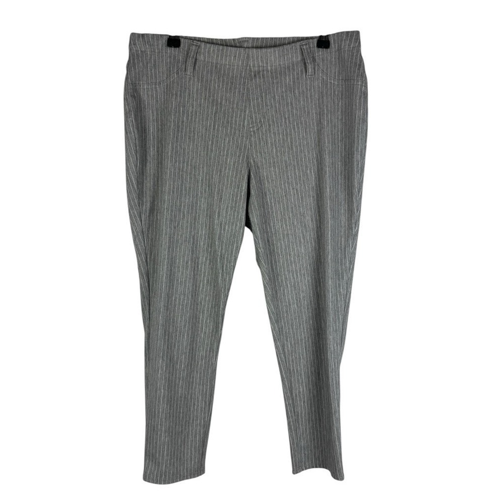 Faded Glory Gray White Pinstriped Stretch Skinny Capri Ankle Pants Women's Large